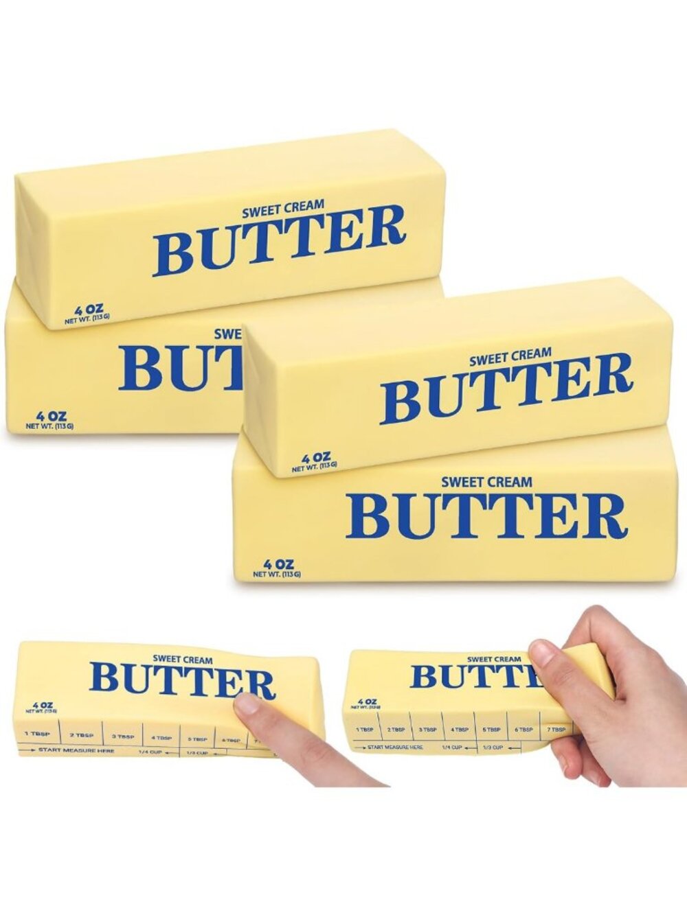 18 Pcs Yellow Butter Fidget Toys Set - Stress Relief, Sensory Play, 5.5" Size
